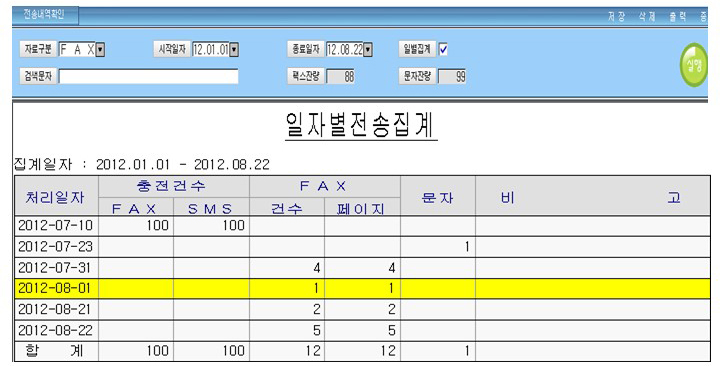 전자팩스 전송내역 확인 방법 2