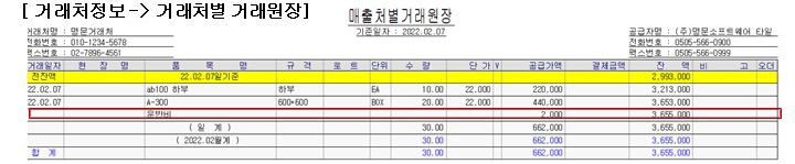 출고자료등록 운반비 유형별 처리 방법