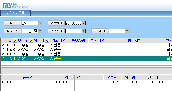 이관 업무 보관처 별 이관자료처리 방법 1